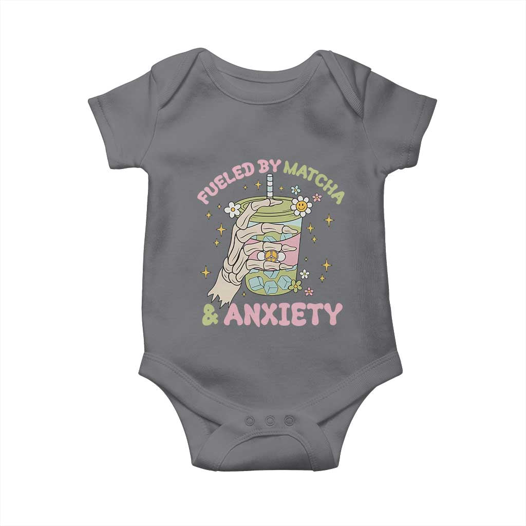 Funny Fueled By Matcha And Anxiety Baby Onesie Matcha Lover TS11 Charcoal Print Your Wear