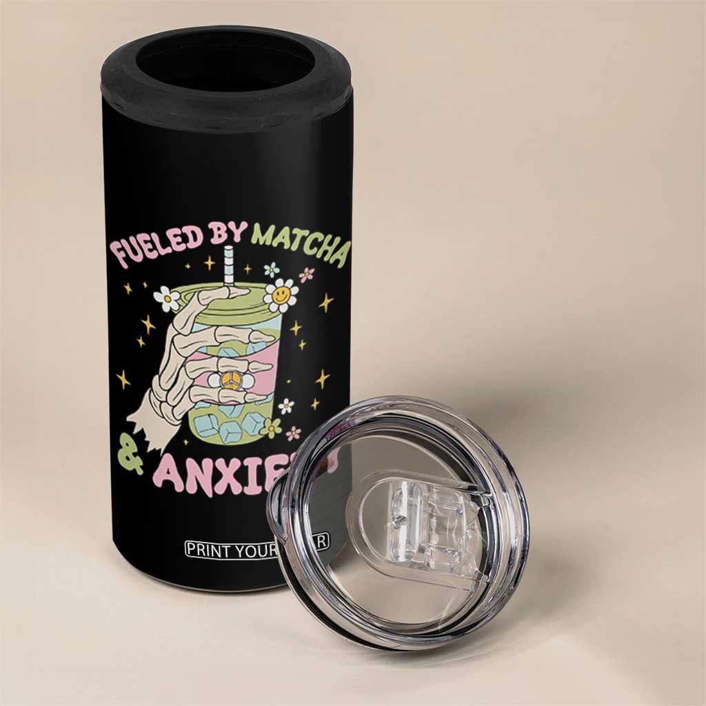 Funny Fueled By Matcha And Anxiety 4 in 1 Can Cooler Tumbler Matcha Lover TS11 Print Your Wear