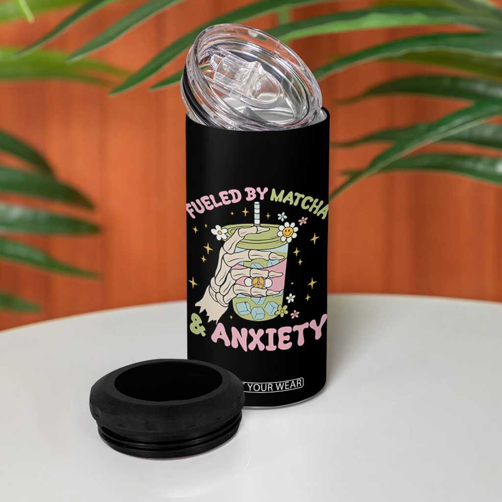Funny Fueled By Matcha And Anxiety 4 in 1 Can Cooler Tumbler Matcha Lover TS11 Print Your Wear