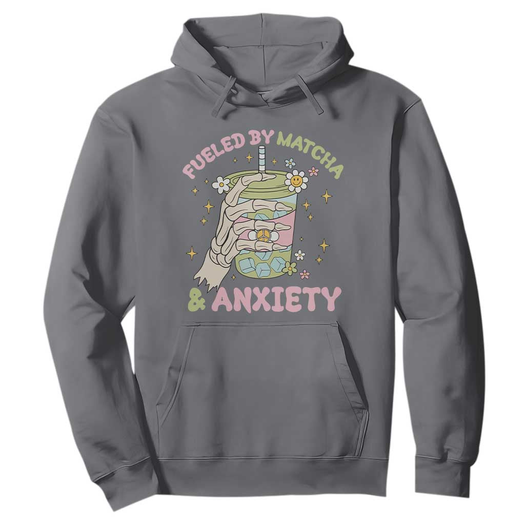 Funny Fueled By Matcha And Anxiety Hoodie Matcha Lover TS11 Charcoal Print Your Wear