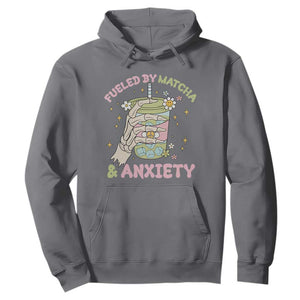 Funny Fueled By Matcha And Anxiety Hoodie Matcha Lover TS11 Charcoal Print Your Wear