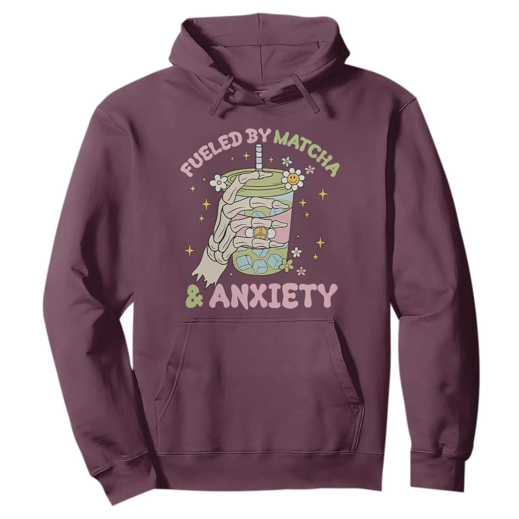 Funny Fueled By Matcha And Anxiety Hoodie Matcha Lover TS11 Maroon Print Your Wear