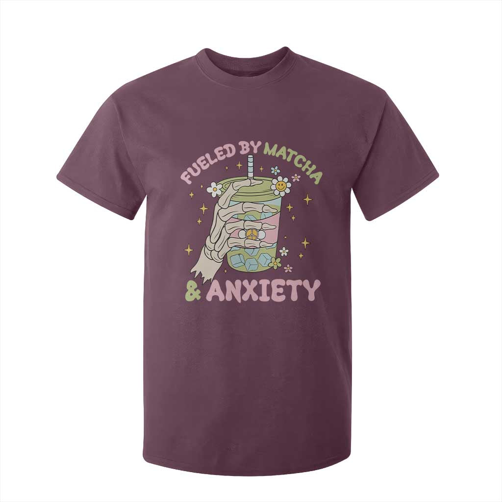 Funny Fueled By Matcha And Anxiety T Shirt For Kid Matcha Lover TS11 Maroon Print Your Wear