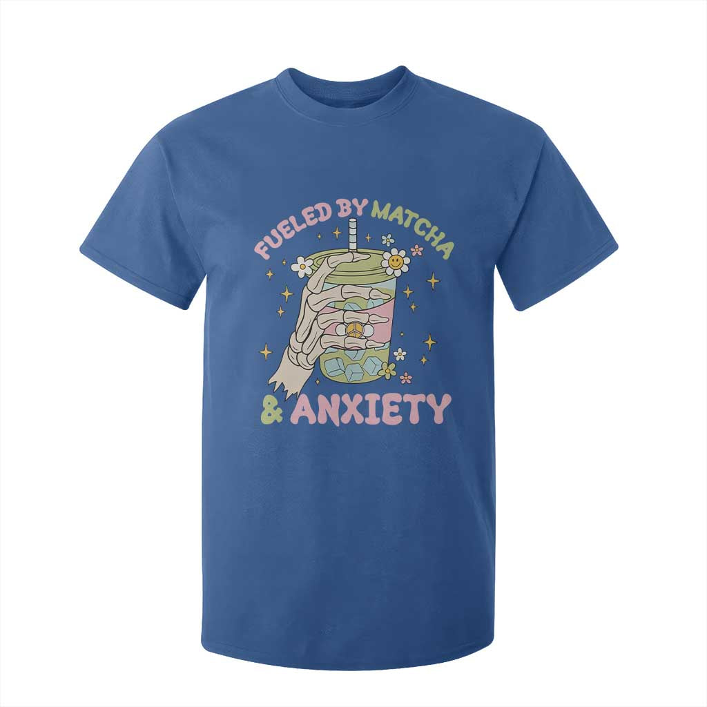 Funny Fueled By Matcha And Anxiety T Shirt For Kid Matcha Lover TS11 Royal Blue Print Your Wear