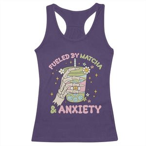 Funny Fueled By Matcha And Anxiety Racerback Tank Top Matcha Lover TS11 Purple Print Your Wear