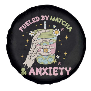 Funny Fueled By Matcha And Anxiety Spare Tire Cover Matcha Lover TS11 Print Your Wear