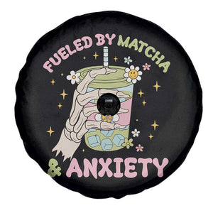 Funny Fueled By Matcha And Anxiety Spare Tire Cover Matcha Lover TS11 Print Your Wear
