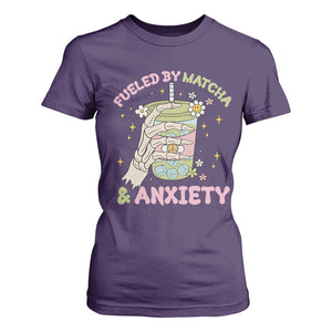 Funny Fueled By Matcha And Anxiety T Shirt For Women Matcha Lover TS11 Purple Print Your Wear