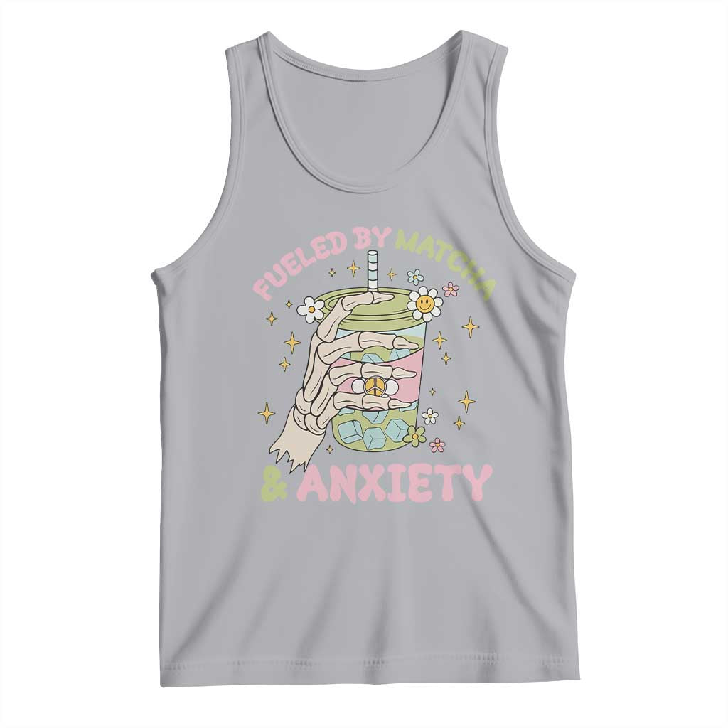 Funny Fueled By Matcha And Anxiety Tank Top Matcha Lover TS11 Athletic Heather Print Your Wear