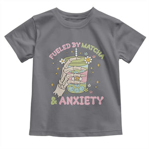 Funny Fueled By Matcha And Anxiety Toddler T Shirt Matcha Lover TS11 Charcoal Print Your Wear