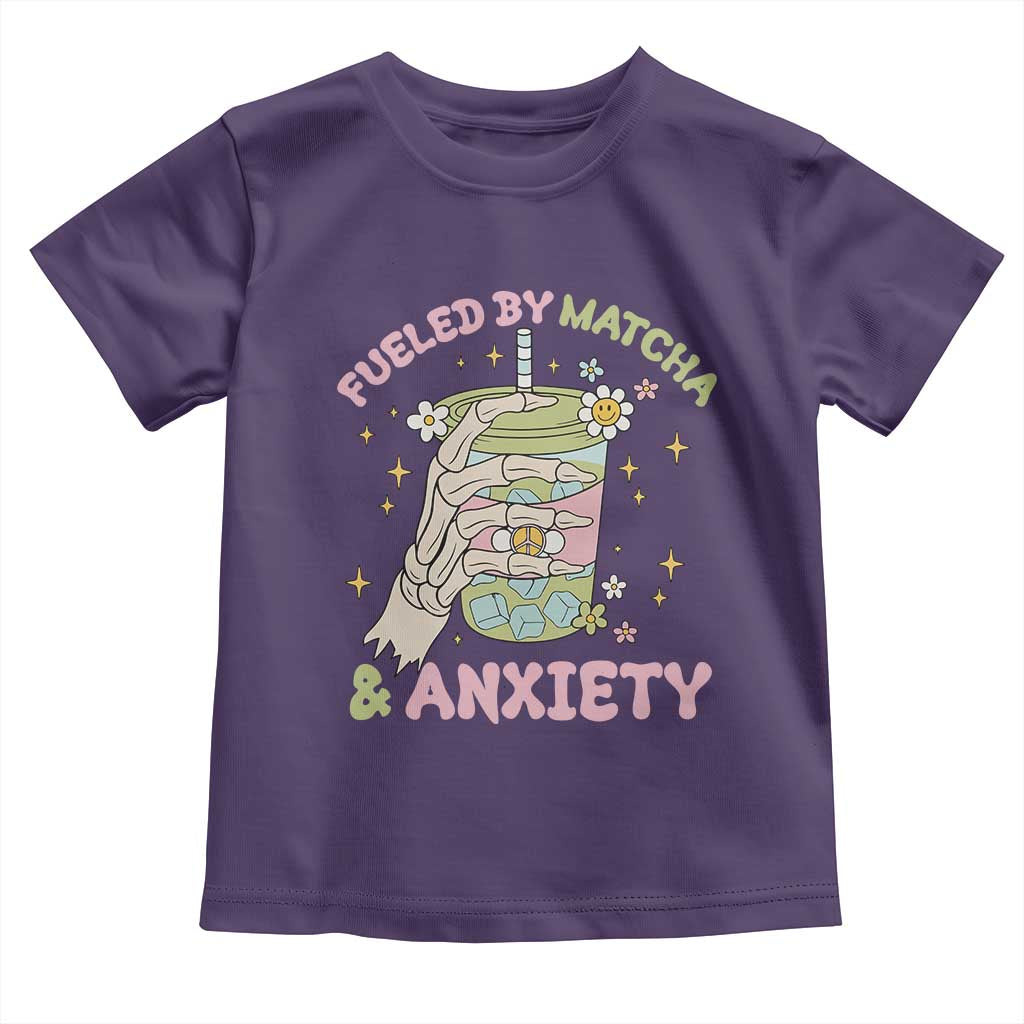Funny Fueled By Matcha And Anxiety Toddler T Shirt Matcha Lover TS11 Purple Print Your Wear