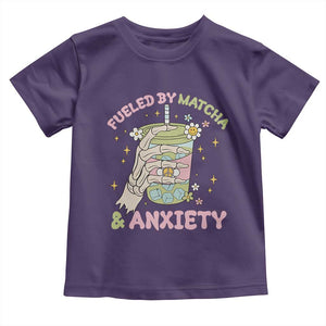 Funny Fueled By Matcha And Anxiety Toddler T Shirt Matcha Lover TS11 Purple Print Your Wear