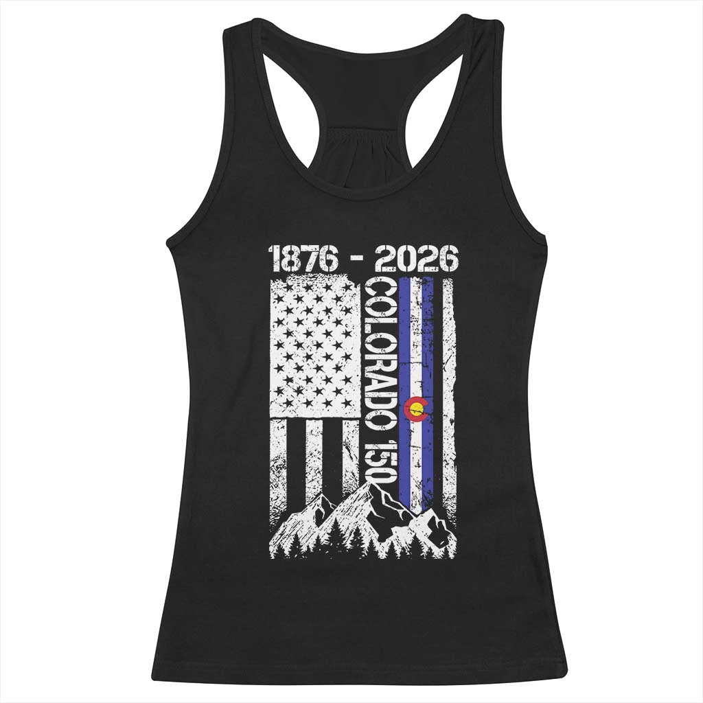 150 Years Colorado Sesquicentennial Anniversary 1876 2026 Racerback Tank Top Vintage Colorado American Flag TS11 Black Print Your Wear
