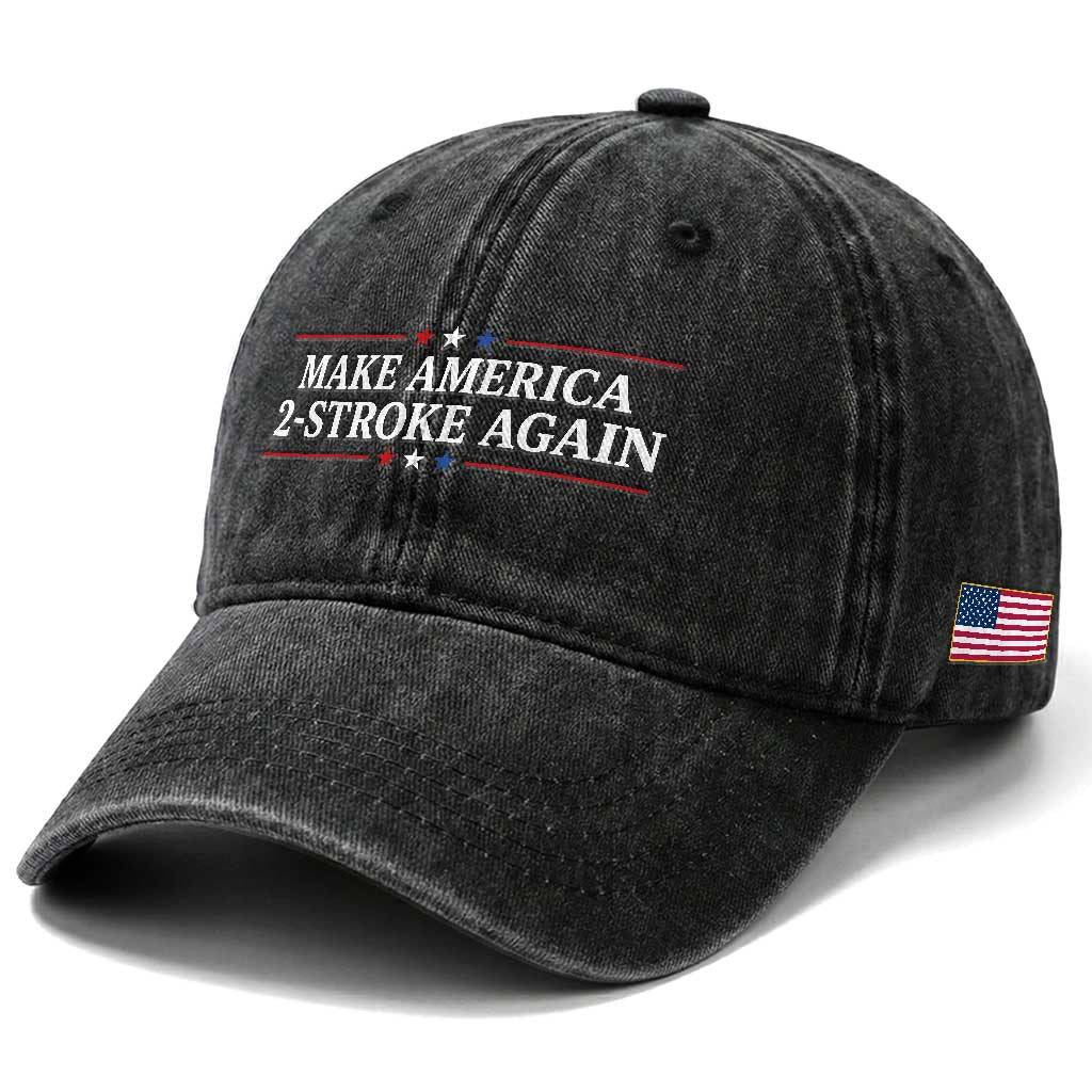 Funny 2 Stroke Motocross Lover Washed Cotton Baseball Cap Make America 2 Stroke Again