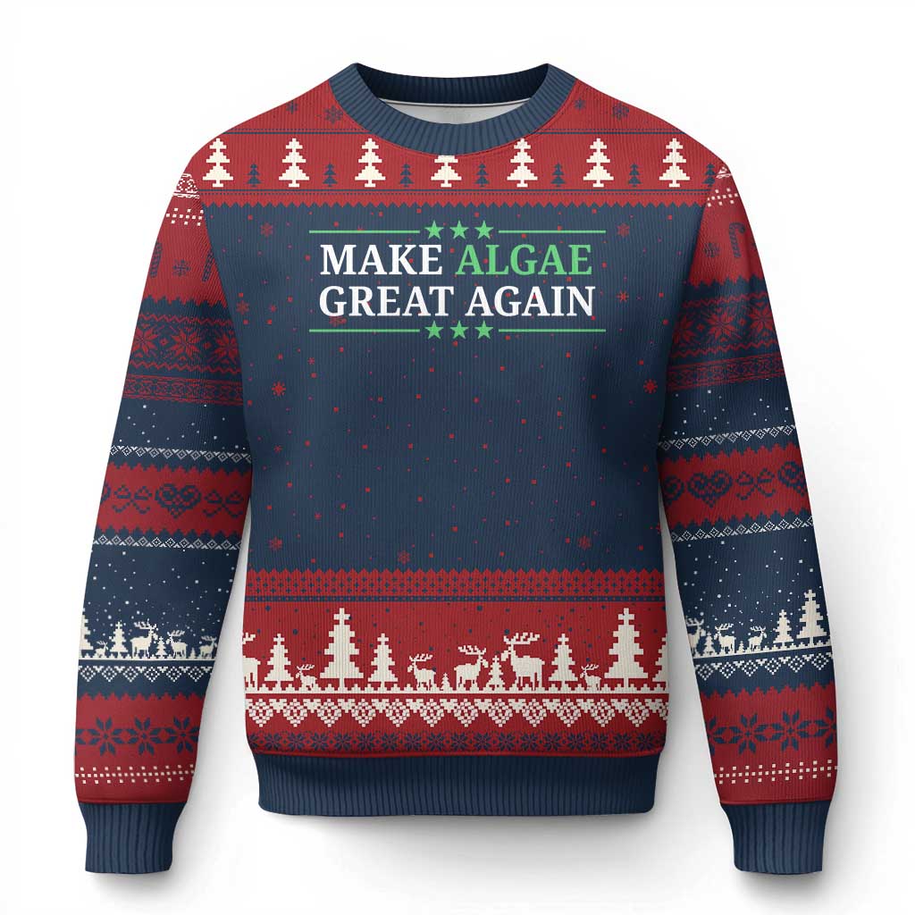 Make Algae Great Again Ugly Christmas Sweater Funny Political Satire Lincoln Reflecting Pool