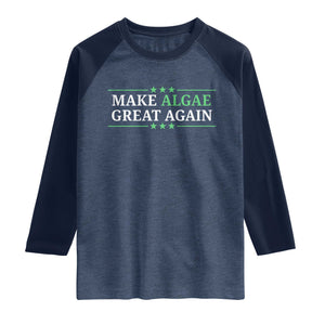 Make Algae Great Again Raglan Shirt Funny Political Satire Lincoln Reflecting Pool