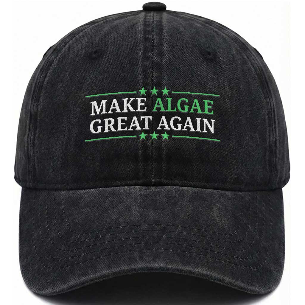 Make Algae Great Again Washed Cotton Baseball Cap Funny Political Satire Lincoln Reflecting Pool