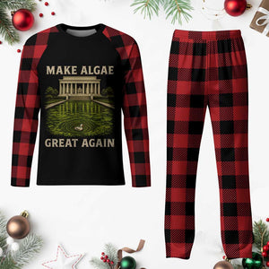 Make Algae Great Again Plaid Pajama Set Funny Lincoln Memorial Reflecting Pool