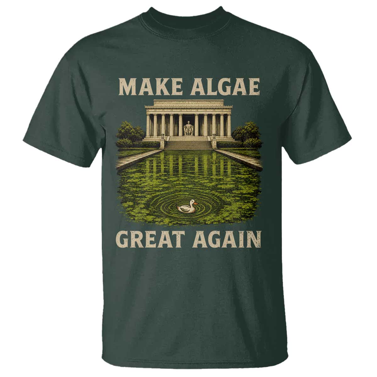 Make Algae Great Again T Shirt Funny Lincoln Memorial Reflecting Pool