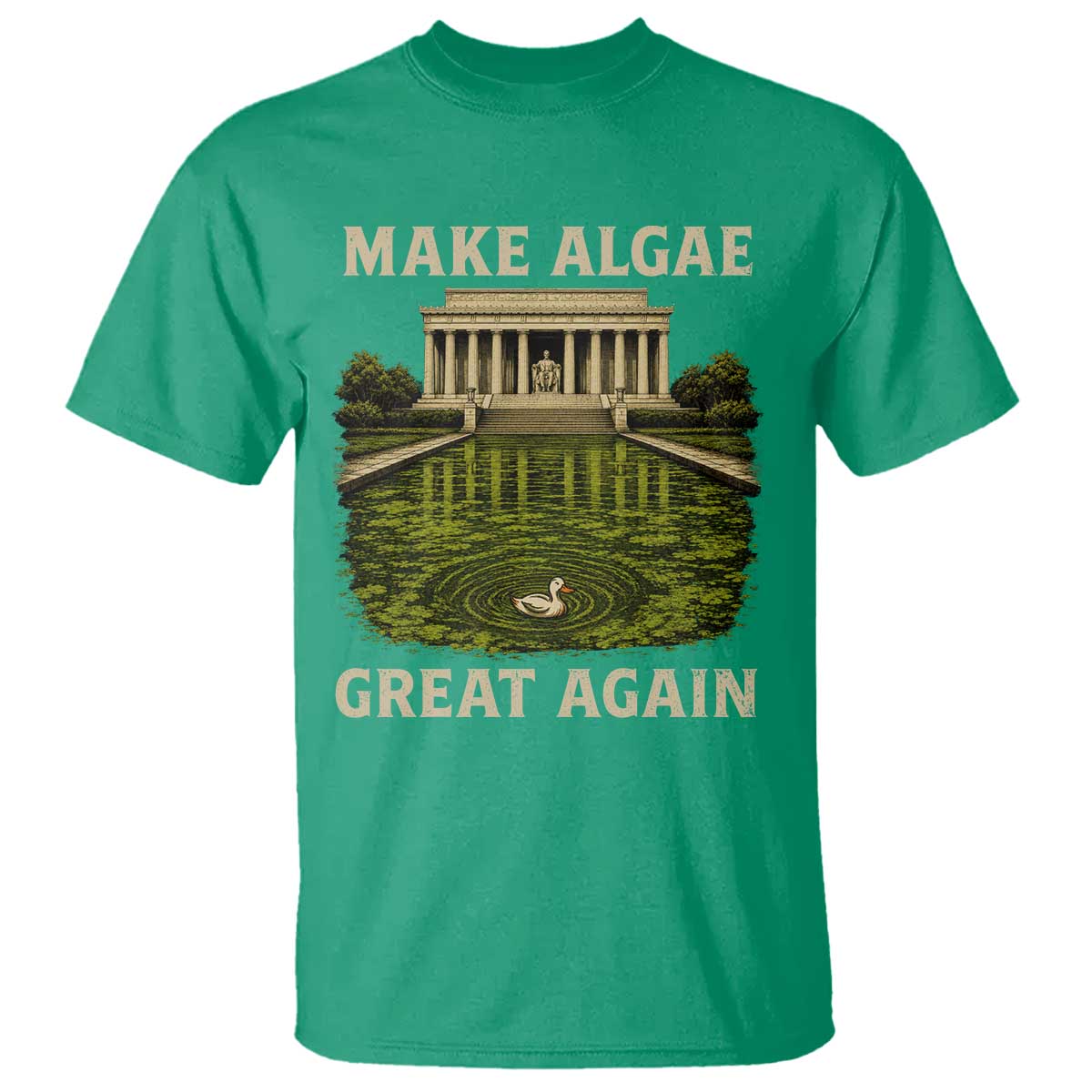 Make Algae Great Again T Shirt Funny Lincoln Memorial Reflecting Pool
