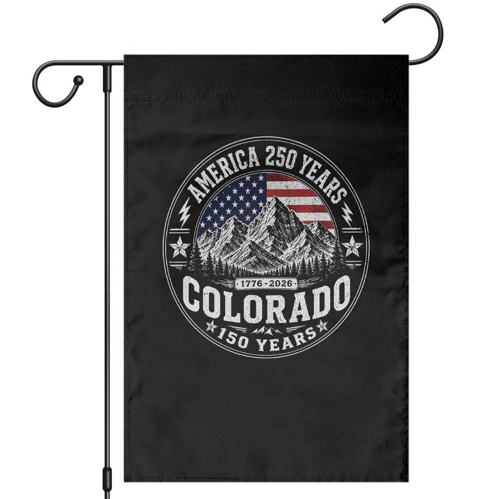 Colorado 150 America 250 Years Garden Flag Colorado Sesquicentennial Anniversary 1876 2026 TS11 Black Print Your Wear