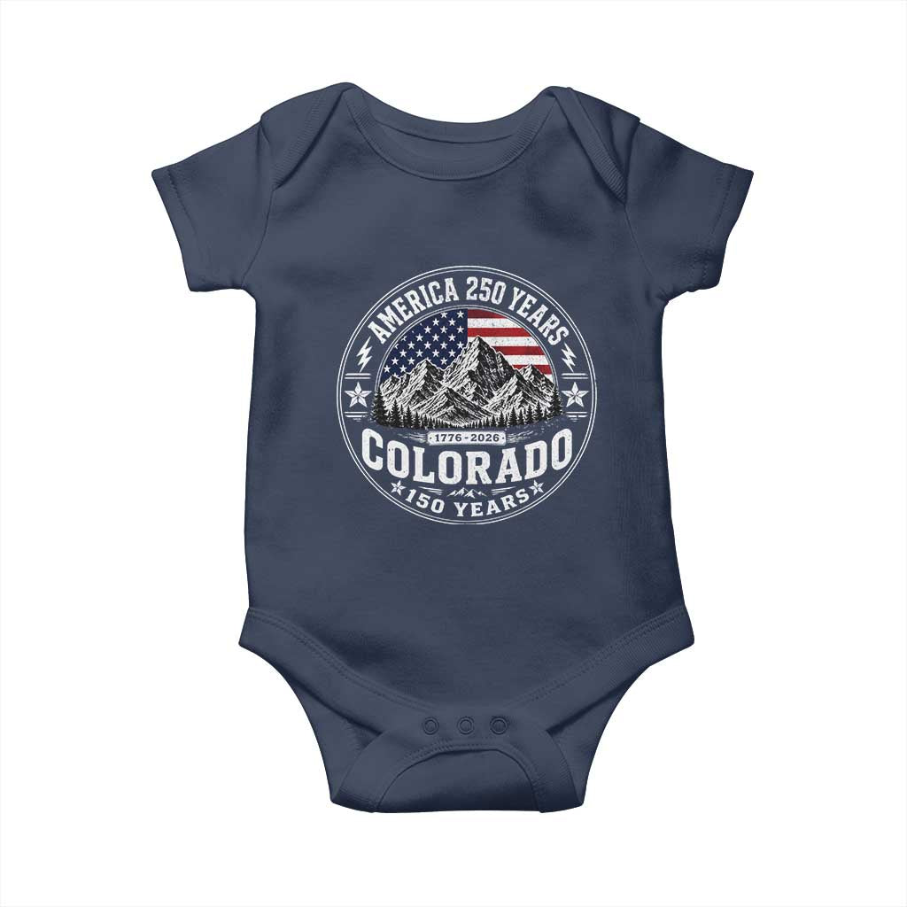 Colorado 150 America 250 Years Baby Onesie Colorado Sesquicentennial Anniversary 1876 2026