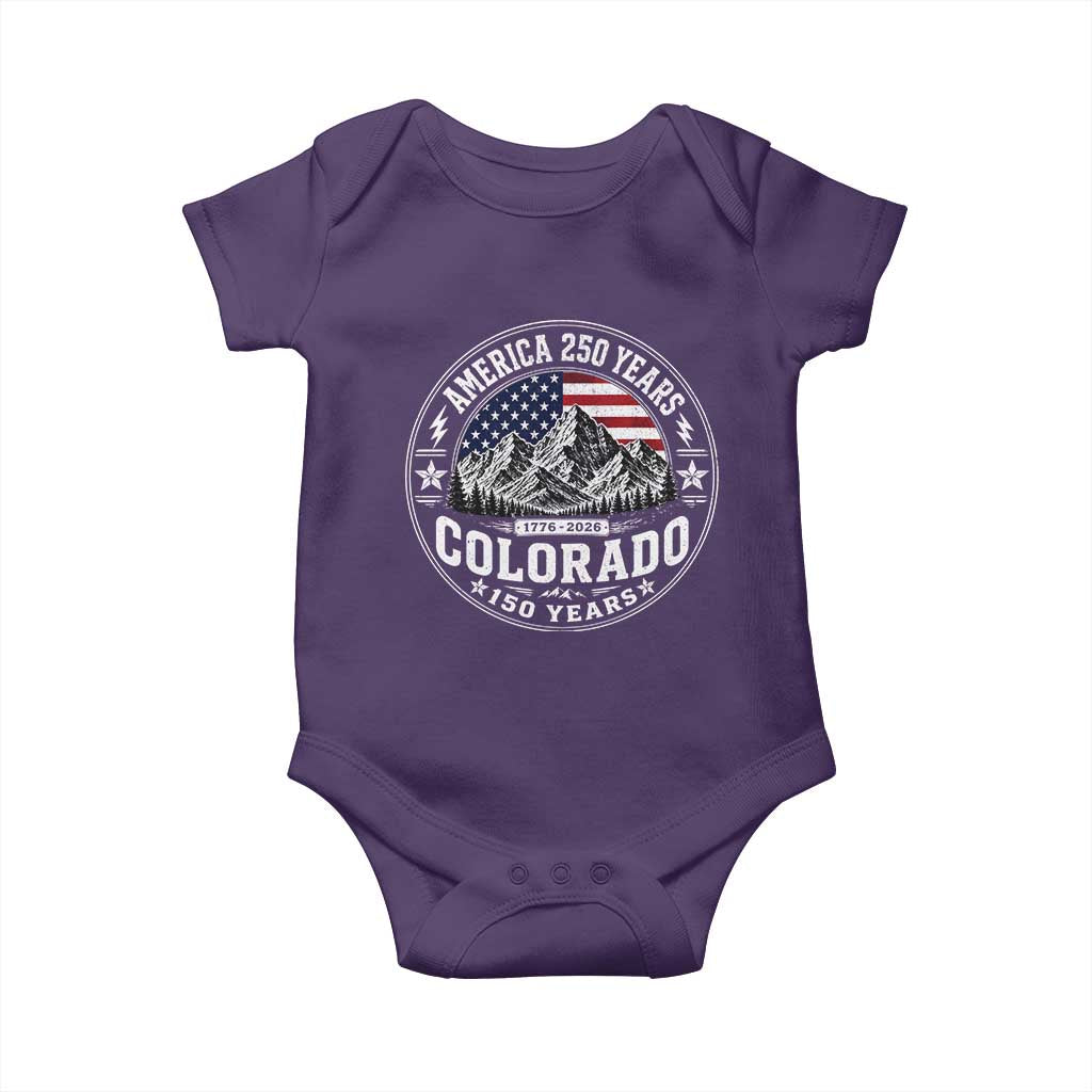Colorado 150 America 250 Years Baby Onesie Colorado Sesquicentennial Anniversary 1876 2026