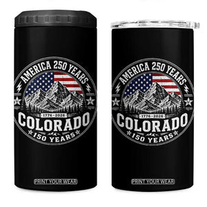 Colorado 150 America 250 Years 4 in 1 Can Cooler Tumbler Colorado Sesquicentennial Anniversary 1876 2026