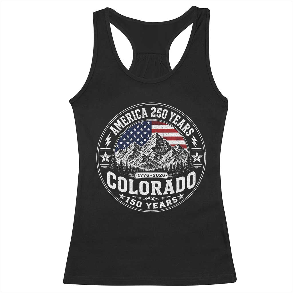 Colorado 150 America 250 Years Racerback Tank Top Colorado Sesquicentennial Anniversary 1876 2026 TS11 Black Print Your Wear