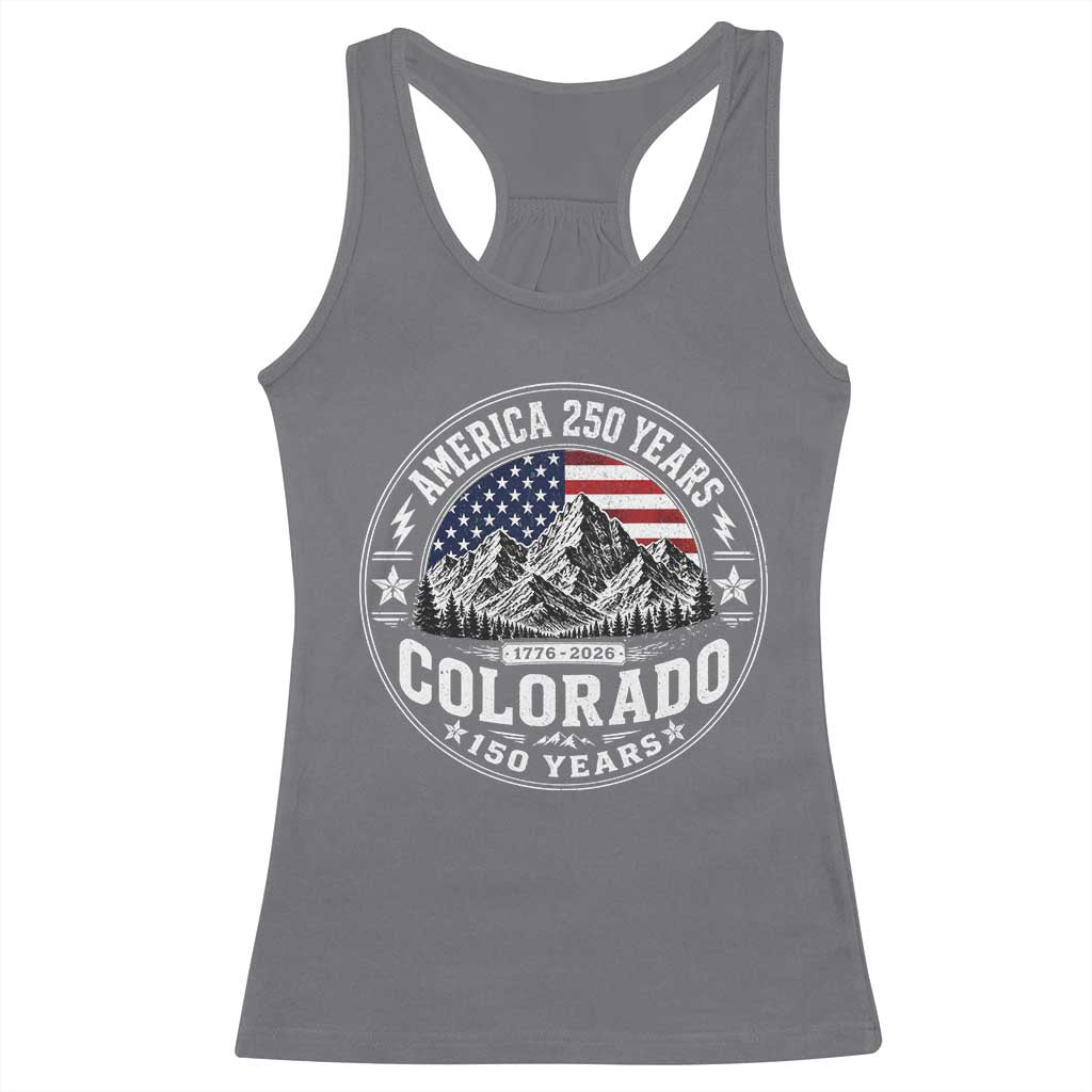 Colorado 150 America 250 Years Racerback Tank Top Colorado Sesquicentennial Anniversary 1876 2026