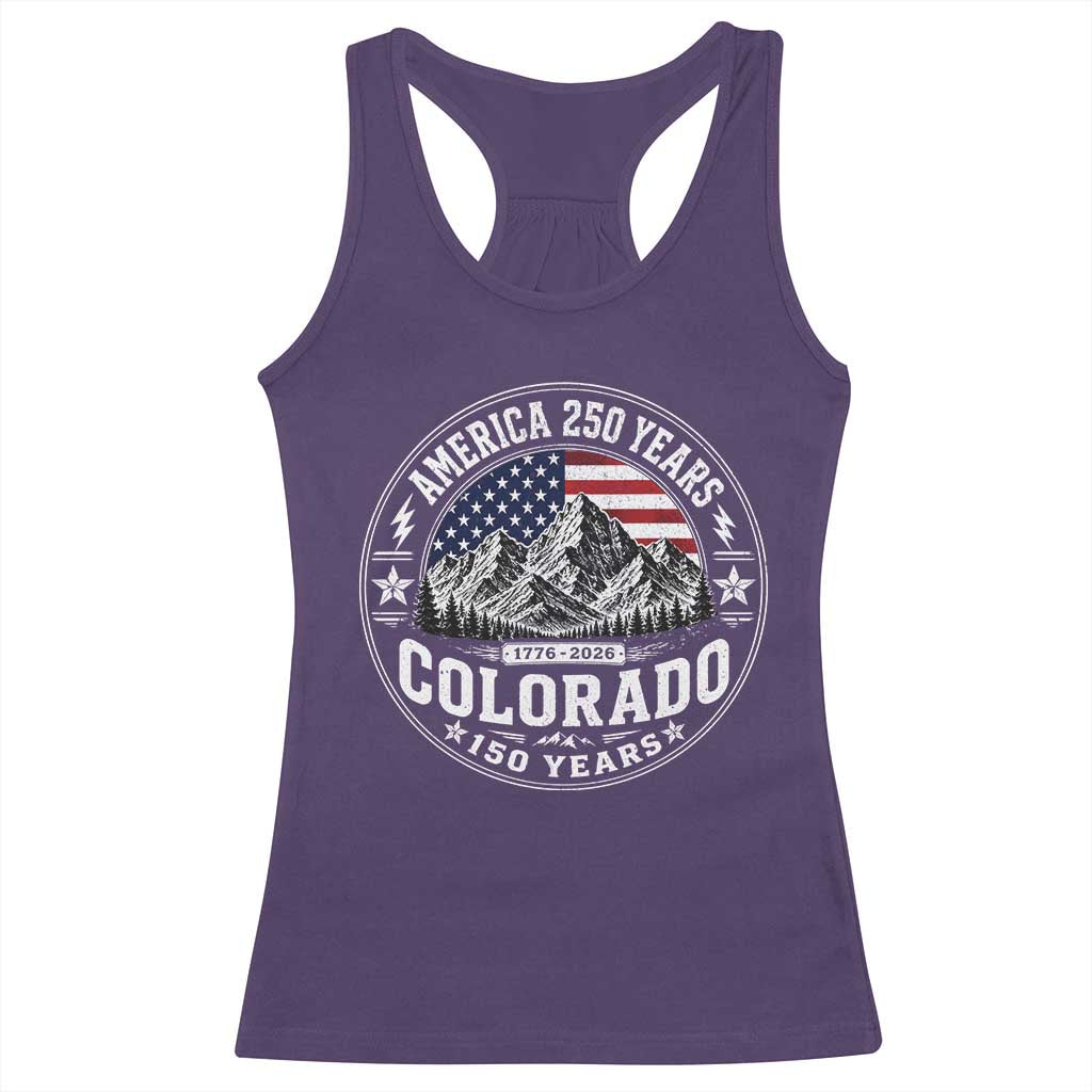 Colorado 150 America 250 Years Racerback Tank Top Colorado Sesquicentennial Anniversary 1876 2026