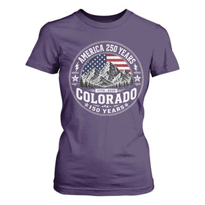 Colorado 150 America 250 Years T Shirt For Women Colorado Sesquicentennial Anniversary 1876 2026