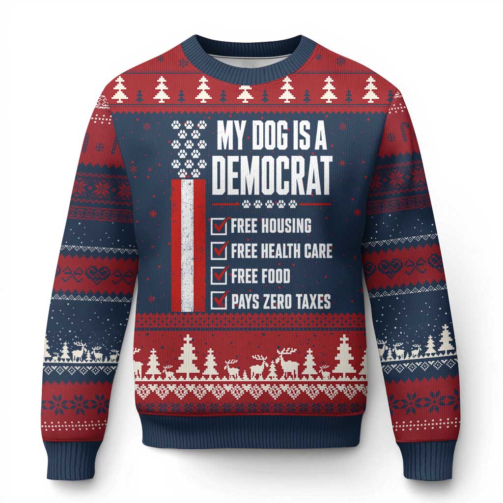 My Dog Is A Democrat Ugly Christmas Sweater Funny Political Dog Owner
