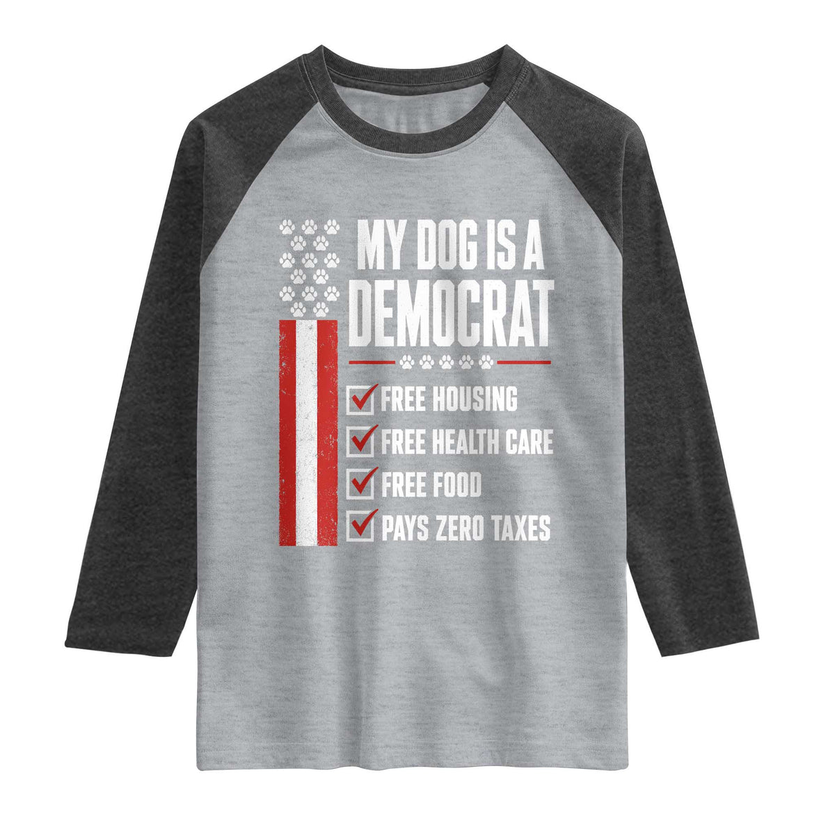 My Dog Is A Democrat Raglan Shirt Funny Political Dog Owner