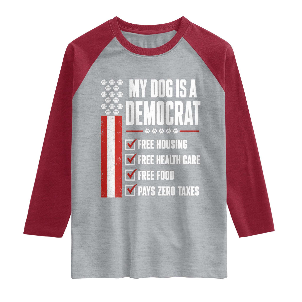 My Dog Is A Democrat Raglan Shirt Funny Political Dog Owner