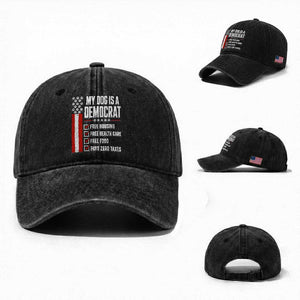 My Dog Is A Democrat Washed Cotton Baseball Cap Funny Political Dog Owner