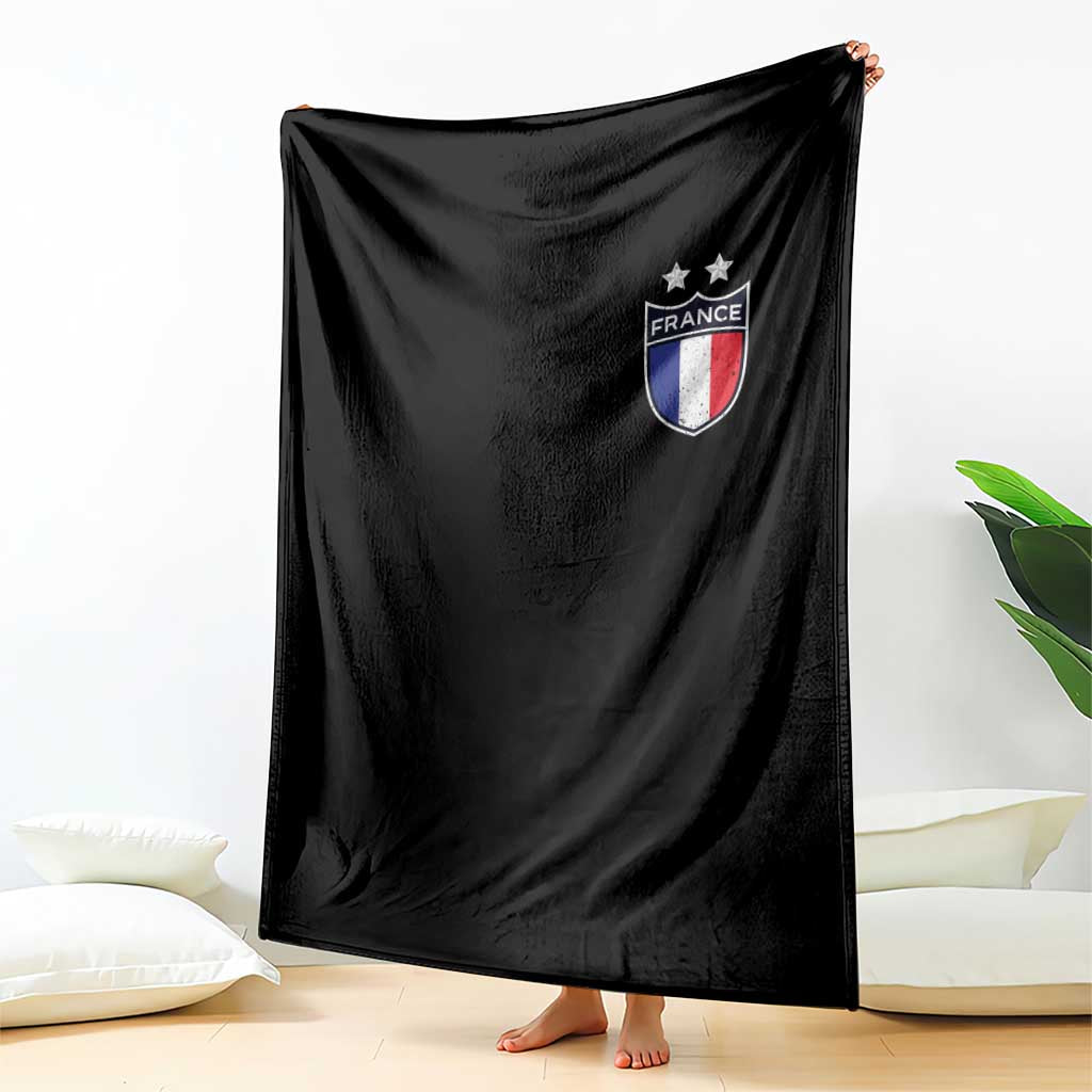 Vintage France Football Crest Two Stars French Flag Throw Blanket