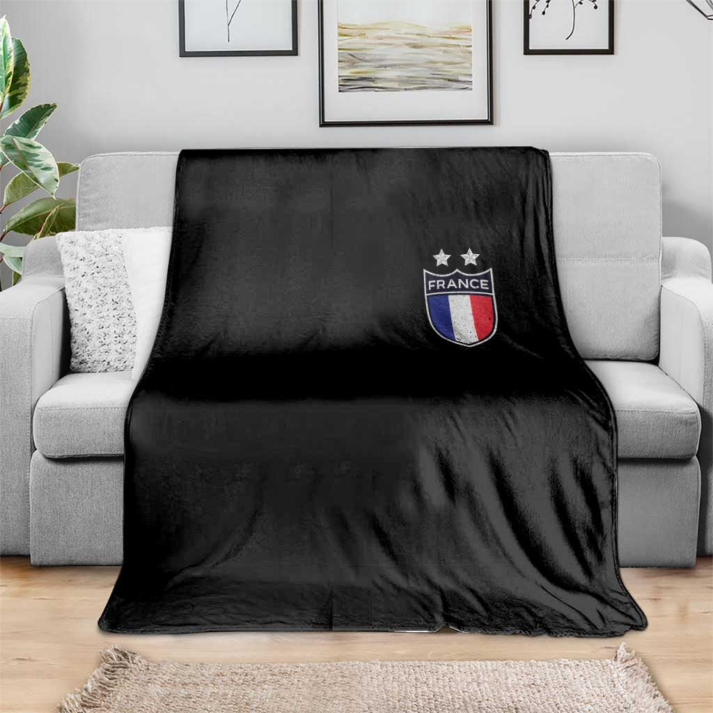 Vintage France Football Crest Two Stars French Flag Throw Blanket
