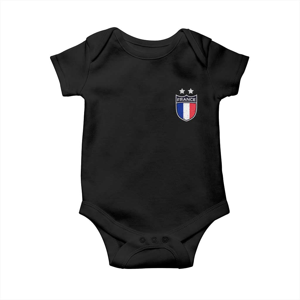 Vintage France Football Crest Two Stars French Flag Baby Onesie