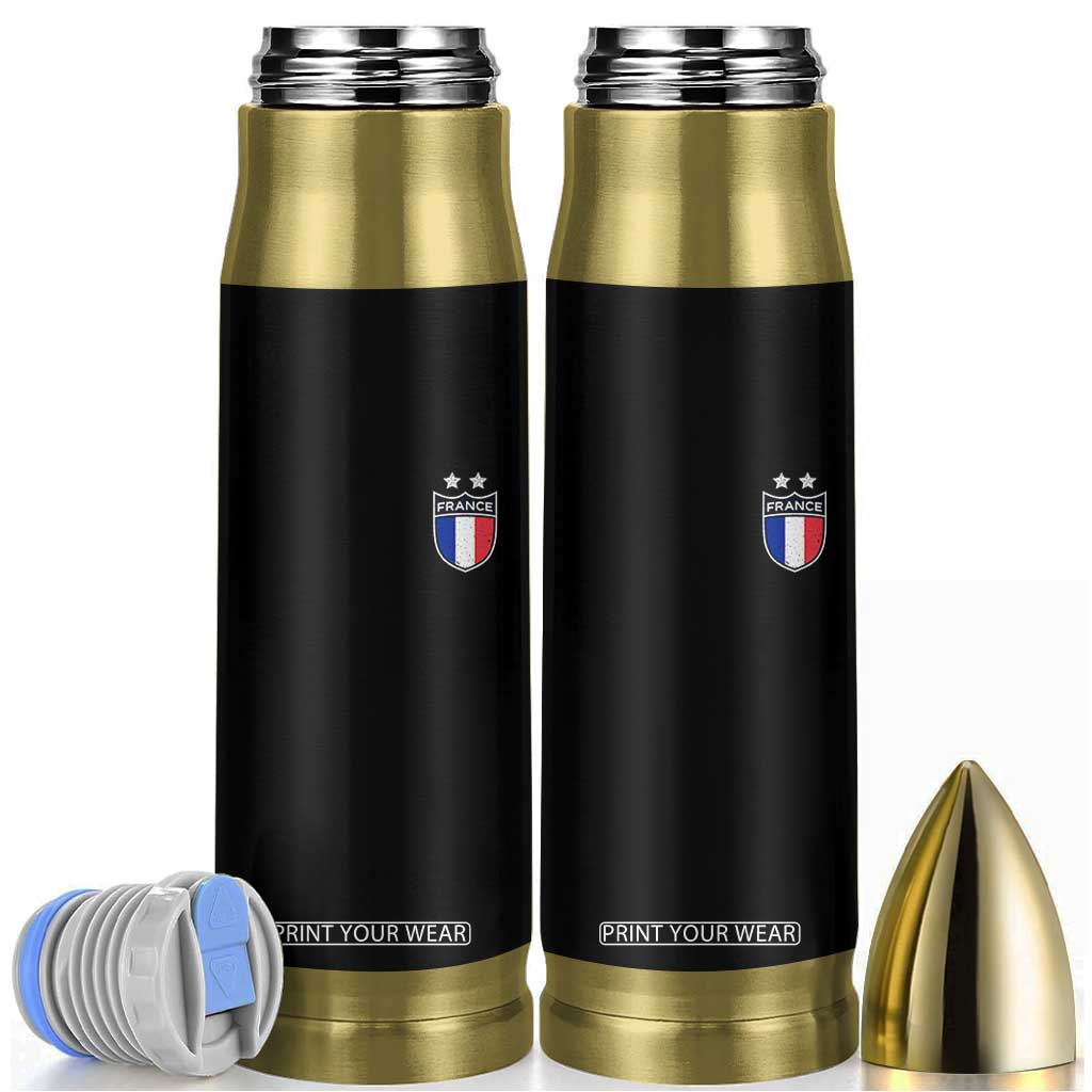 Vintage France Football Crest Two Stars French Flag Bullet Tumbler