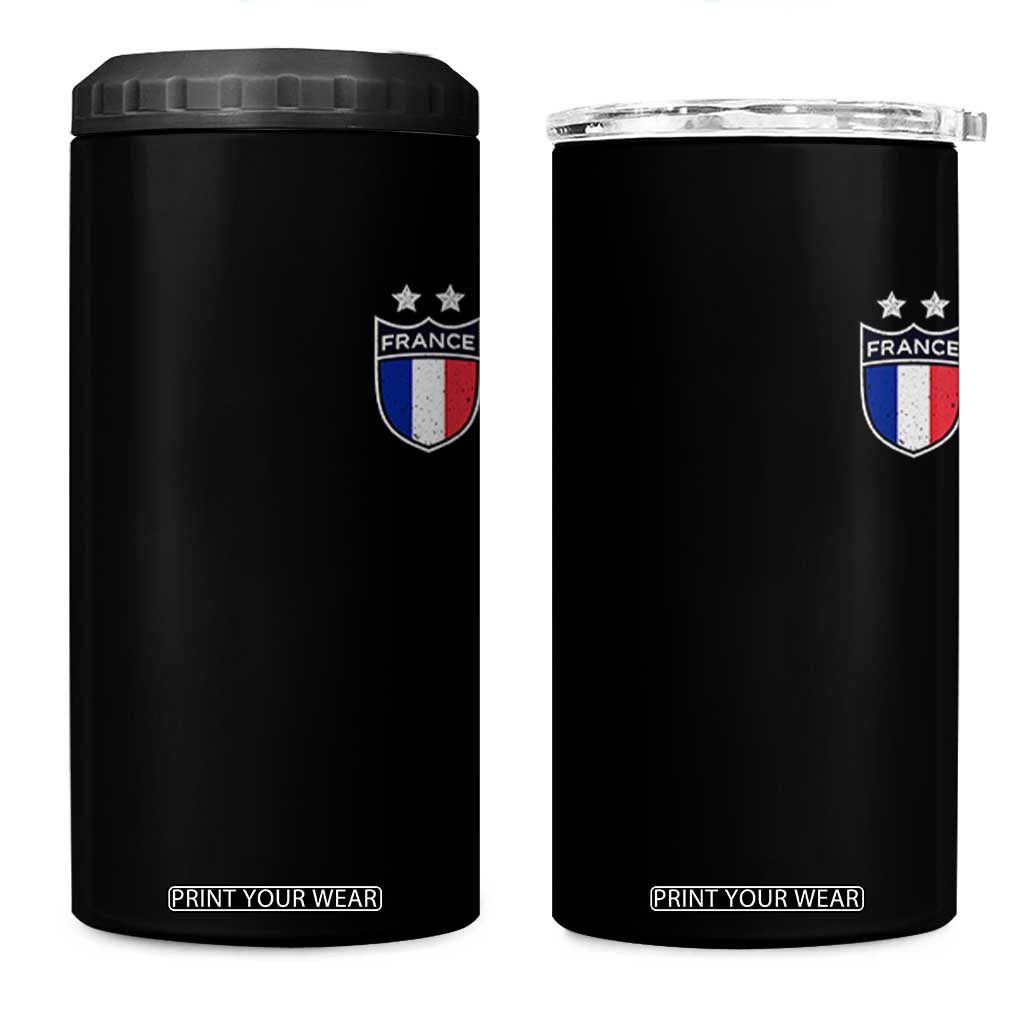 Vintage France Football Crest Two Stars French Flag 4 in 1 Can Cooler Tumbler
