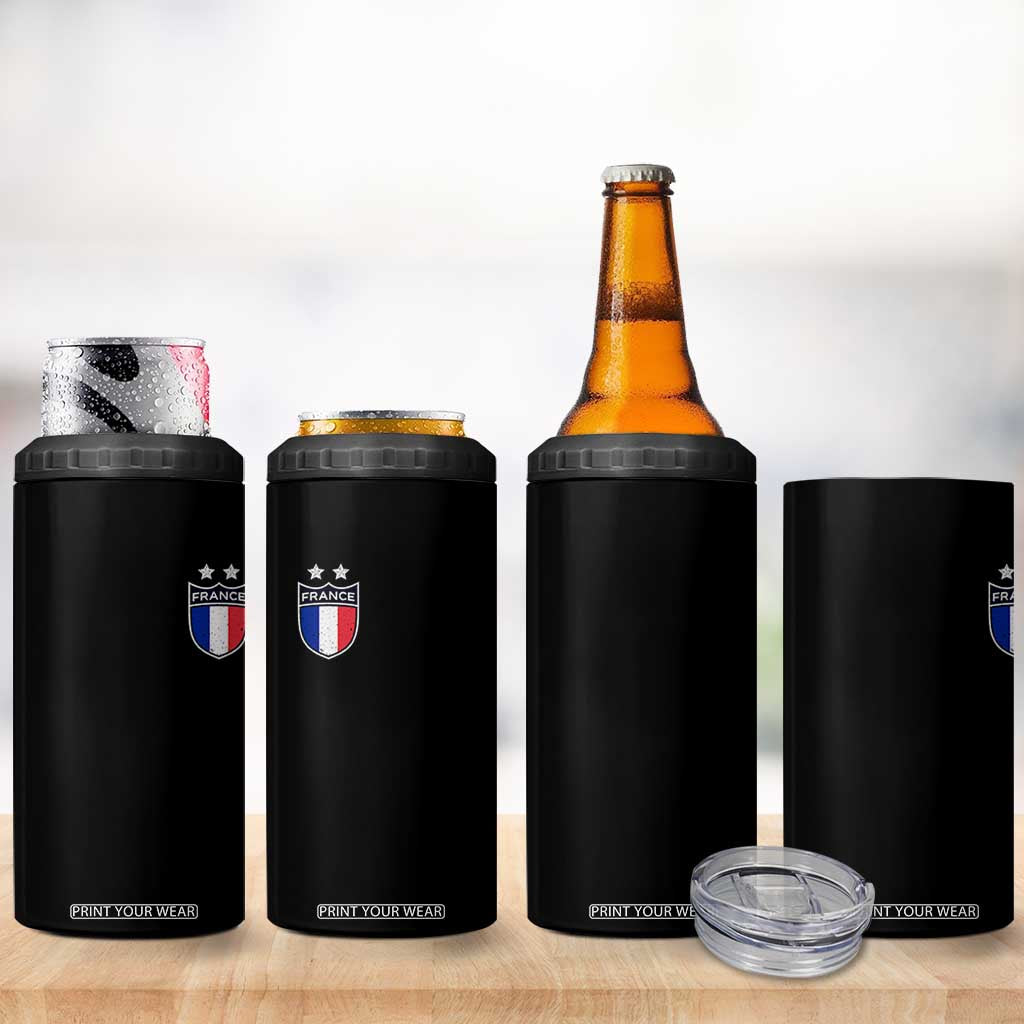 Vintage France Football Crest Two Stars French Flag 4 in 1 Can Cooler Tumbler