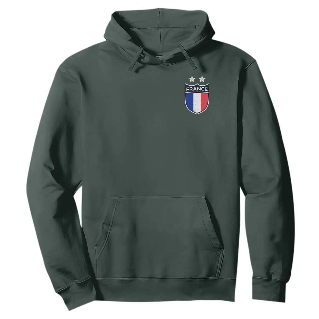 Vintage France Football Crest Two Stars French Flag Hoodie