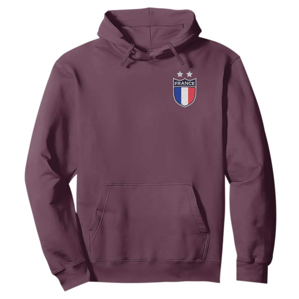 Vintage France Football Crest Two Stars French Flag Hoodie