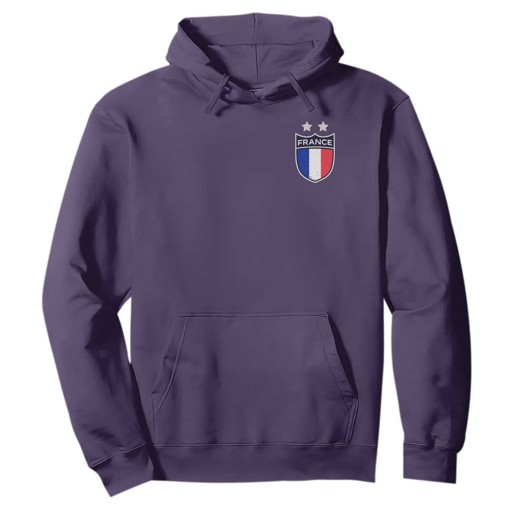 Vintage France Football Crest Two Stars French Flag Hoodie