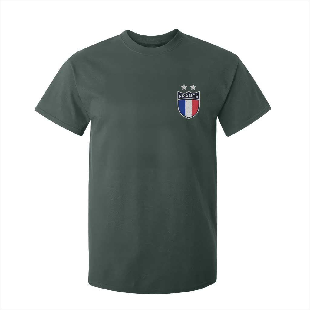 Vintage France Football Crest Two Stars French Flag T Shirt For Kid
