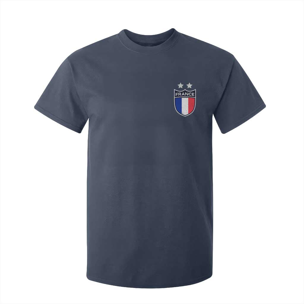 Vintage France Football Crest Two Stars French Flag T Shirt For Kid TS11 Navy Print Your Wear