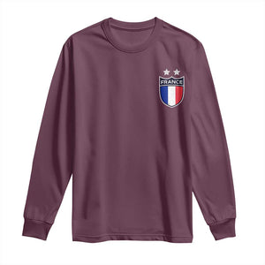 Vintage France Football Crest Two Stars French Flag Long Sleeve Shirt