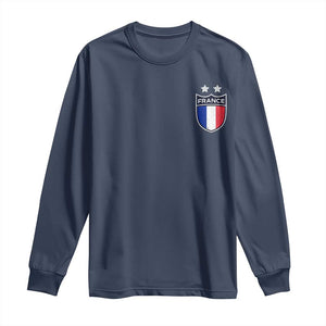 Vintage France Football Crest Two Stars French Flag Long Sleeve Shirt