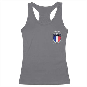 Vintage France Football Crest Two Stars French Flag Racerback Tank Top